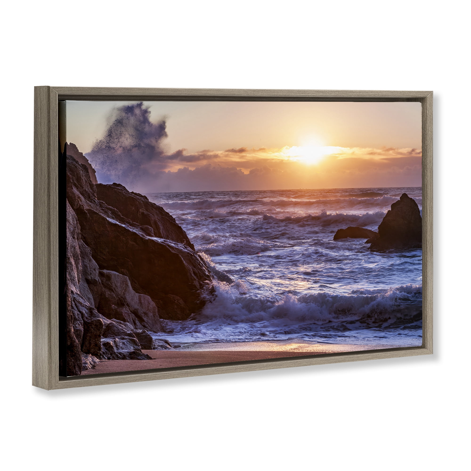 Stupell Industries Siren Song Rocky Shore Brown Framed Floater Canvas Wall Art, design by Shelley Carlisle