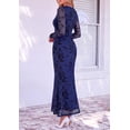 thumbnail image 4 of PRETTYGARDEN Women's Long Sleeve Floral Maxi Bodycon Dress Cocktail Dresses for Wedding Guest, Square Neck, Stretchy Mesh, Elegant Classy, Formal Holiday Party, 4 of 6