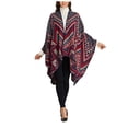 thumbnail image 2 of Hamky Coats for Women Fall Jacket Women's Shawl Wrap Patterns Printed Open Front Knitted Winter Thick Cardigans Sweater Ruana Cape Zip Up Jackets for Women Womens Jackets Casual Red One Size, 2 of 6