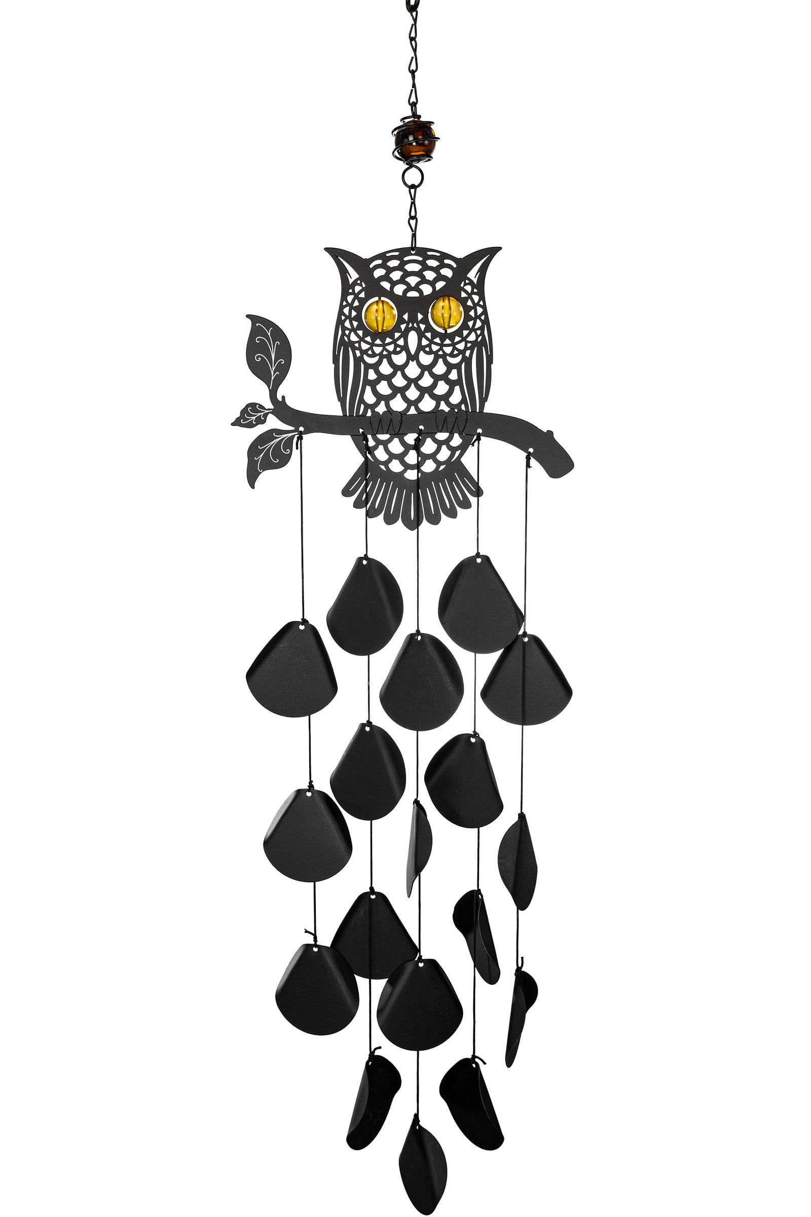VP Home Tribal Owl Outdoor Garden Decor Wind Chime Black