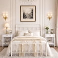 thumbnail image 2 of Amolife Twin Size Metal Platform Bed Frame with Vintage Headboard & 12.6" Under-Bed Storage, White, 2 of 8
