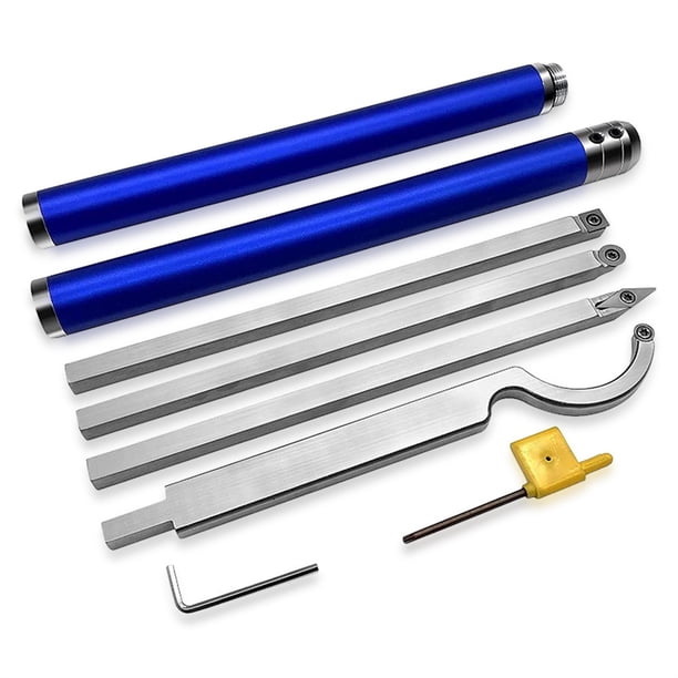 Paquete de 8 herramientas de torneado de madera Conjunto Barras de desbarbado de acero de alta velocidad Orogher profesional Aburrido Grabado Accesorios de pulido Vogacara TO001216-00B