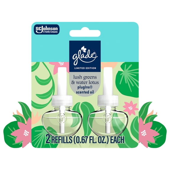 Glade® PlugIns®, Lush Greens & Water Lotus Scented Oil, 1.34 oz, 2 Count