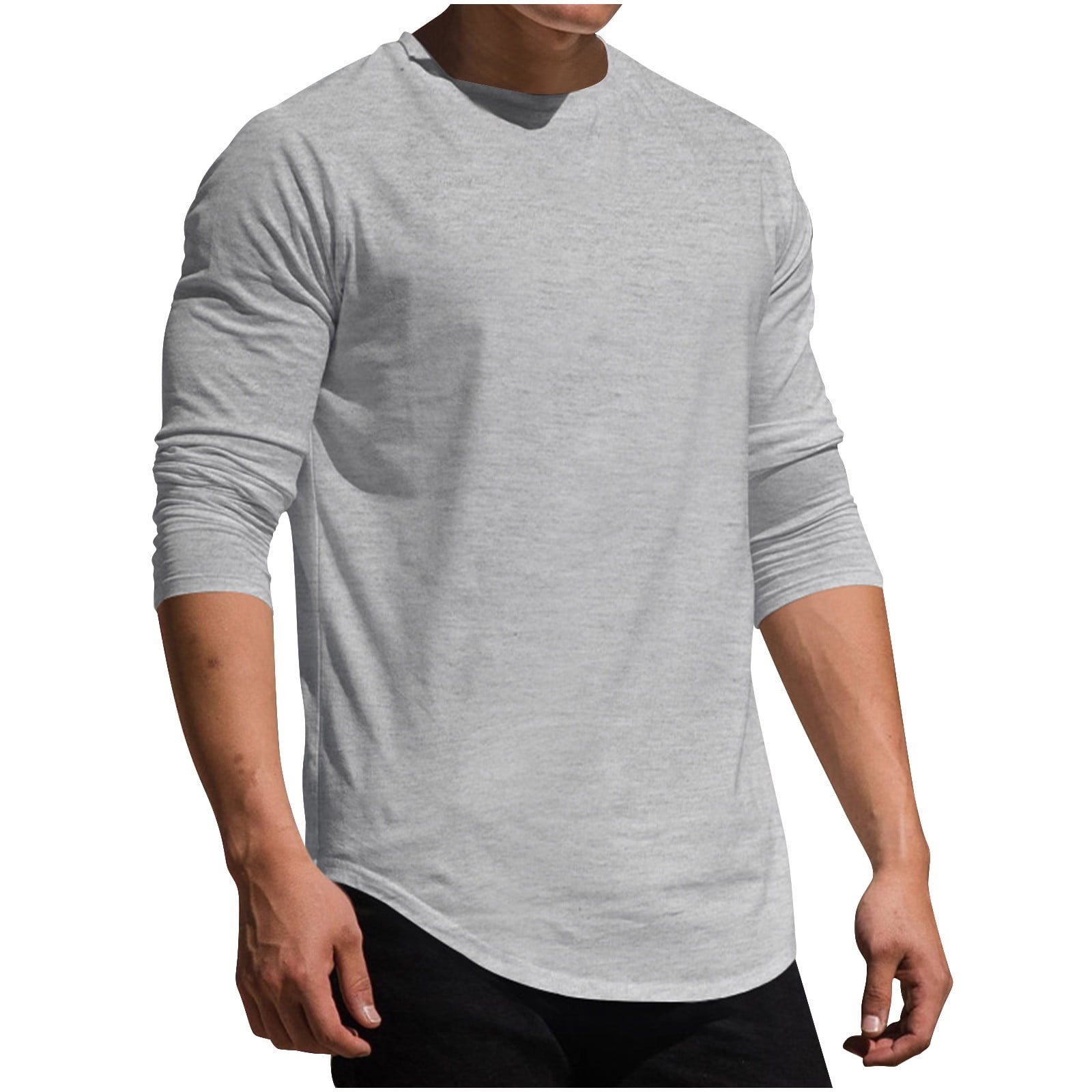 Zedker 3/4 Sleeve Shirt for Men Solid Color Crew Neck Baseball T-Shirts Casual Loose Fit Tees Three Quarter Sleeve T Shirts