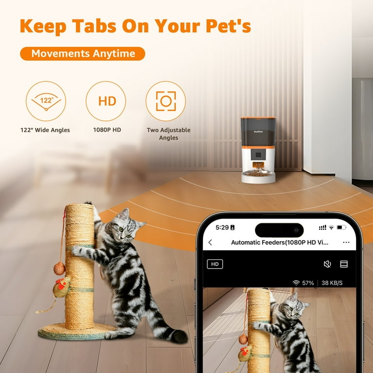 Roilpet 6L Automatic Pet Feeder for Cats Dogs Rabbits with Camera