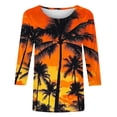 thumbnail image 5 of CYMMPU T-Shirts 3/4 Sleeve Crew Neck Loose Fit Blouses for Women Dressy Casual Summer Trendy Shirts Floral Pattern Spring Tops Empire Waist A Line T-Shirts Yellow XXXL, 5 of 5