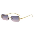 thumbnail image 4 of Metal Rimless Sunglasses Decorative Tinted Crafts Colored Lens Frameless Eyewear Violet and Aureate, 4 of 9