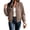 Brown_#X006, variant on Women Zip Up Bomber Jacket Plaid Long Sleeve Coat with Pockets Classic Baseball Collar Gingham Jacket Casual Cozy Fall Winter Tops with Pockets,Brown 2XL