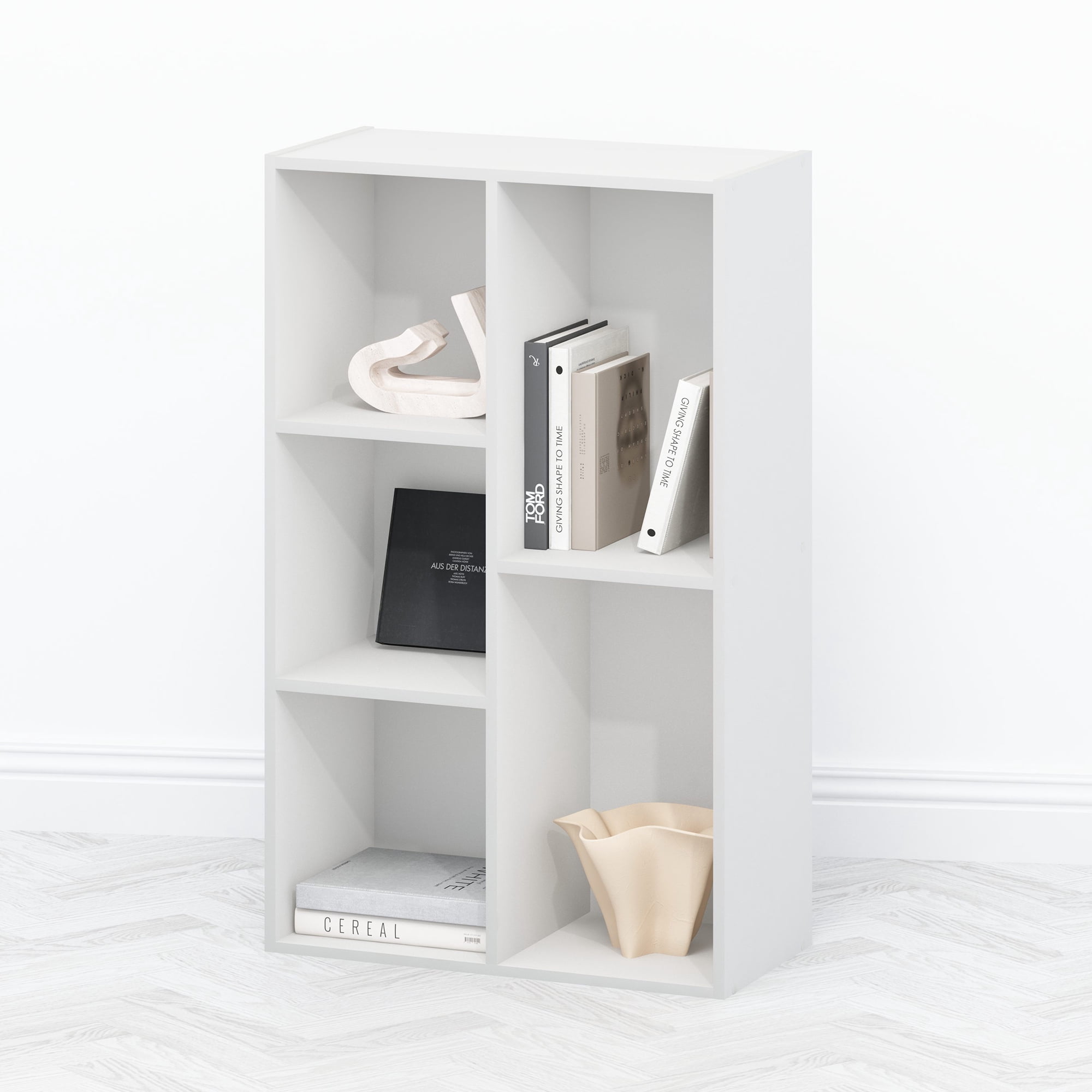 Furinno Tomi Organizer Bookcase, Bookshelf, 5-Cube, White