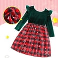 thumbnail image 4 of NAISIBABY Girls Christmas Dresses with Long Sleeve, Crewneck Plaid Tulle Fall Winter Party Velour Dresses Red 3T, 4 of 9