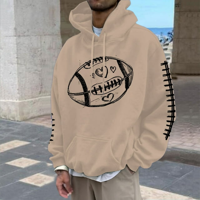 WILLBEST Sudaderas En Pareja Sudadera con Capucha para Hombre, con Estampado De Fútbol, Informal, Holgada, Cómoda, De Manga Larga, Suave para Otoño e Invierno, para Uso Diario Chica