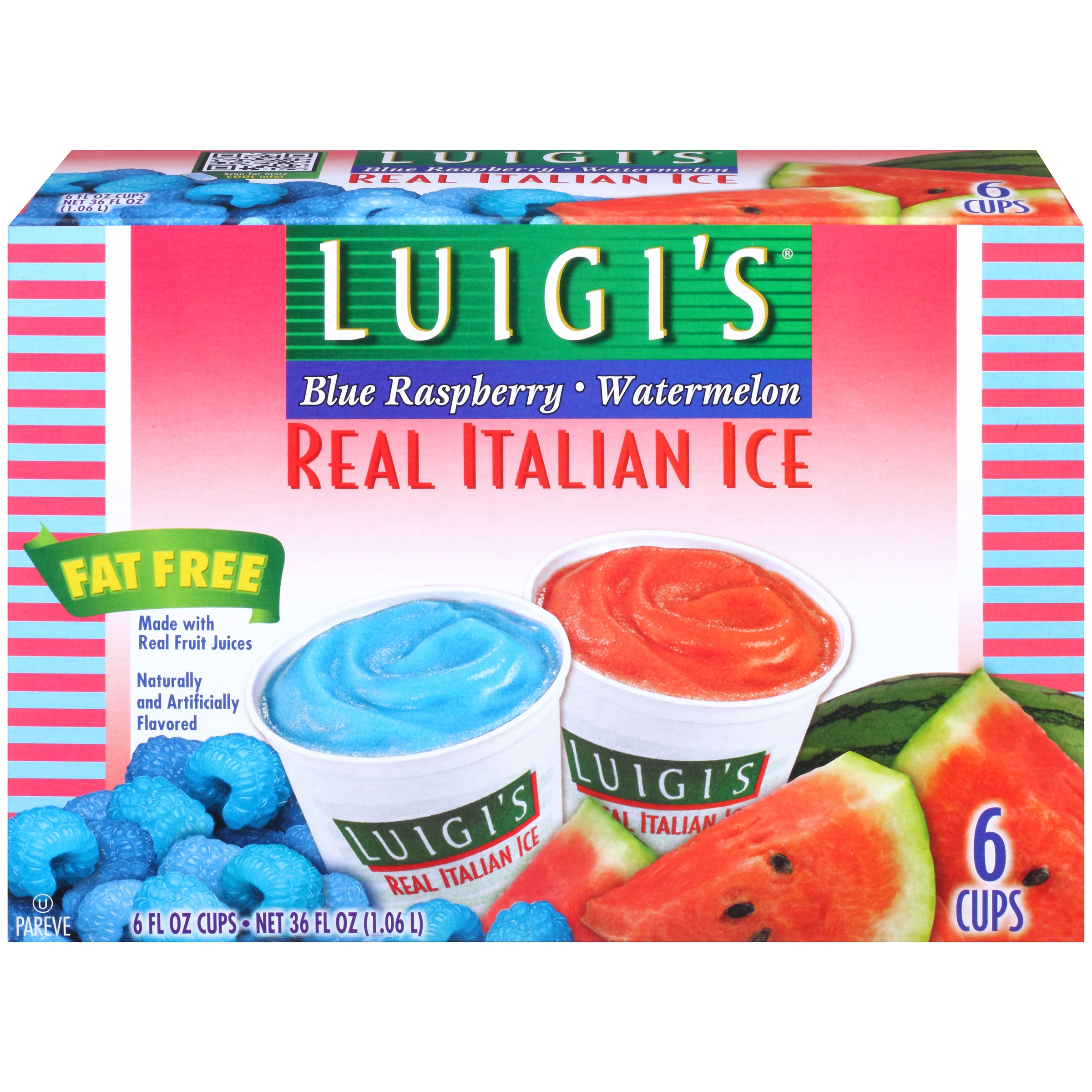 Luigi S Real Italian Ice Blue Raspberry Watermelon Variety 6 6floz Cups