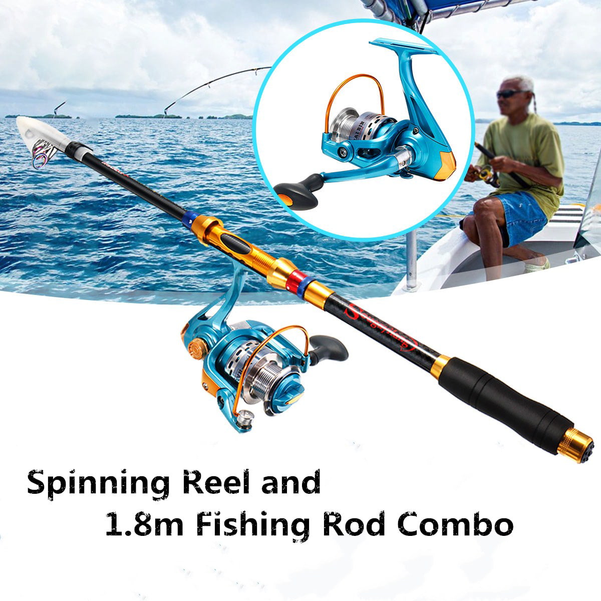 13pcs 1.8m Fishing Rod and Reel Combo with Fishing Line Foldable ...