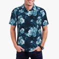 thumbnail image 5 of Yiaed Ink RosePrint Men's Short Sleeve Polo Shirt,Golf Polo for Men Three-Button Golf Shirt Athletic Casual Collared T-Shirt- Small, 5 of 7