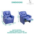 thumbnail image 6 of Naomi Home Kids Push-Back Recliner Chair with Footrest & Cup Holder – PVC, Navy, Ages 3+, 6 of 10