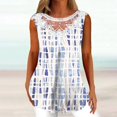 thumbnail image 1 of ICHUANYI Clearance Women Fashion Summer Sexy Fold Printed Regular Lace Sleeveless V Neck Button Top(Navy, M) ICHUANYI WER2023080703415, 1 of 5
