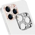 thumbnail image 3 of 2 Pack Bling Bling Crystal Diamonds Protecteur d'Objectif pour iPhone 13 Pro / iPhone 13 Pro Max, Alliage de Métal Résistant aux Rayures Résistant à l'Abrasion Protection de l'Objectif de la Caméra (Noir + Or Rose), 3 of 5