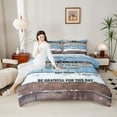thumbnail image 4 of Homewish Rustic Lake House Full Size Comforter Sets for Adult, Blue Brown Wooden Plank Bedding Comforter Set, Countryside Theme Reversible Bedding Sets, Super Cozy Room Decor, 3 Pieces, 4 of 8