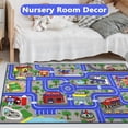 thumbnail image 4 of ORGOWEL Kids Rug Educational Play Rug Kids Road Carpet for Toy Cars Non-Slip Large Learning Play Game Area Rug Traffic Road Map for Playroom Bedroom Baby Toddler Boys Classroom,39.4"x63",Dark Blue, 4 of 7