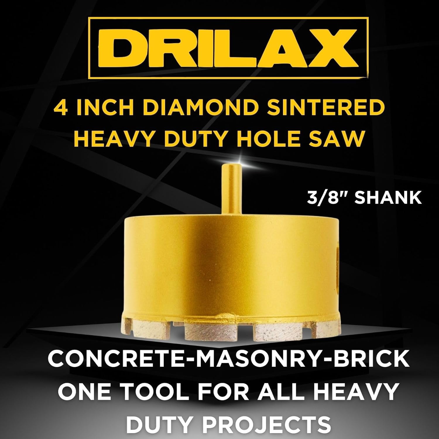 DRILAX 4 inch Diamond Hole Saw Drill Bit Heavy-Duty for Concrete Brick Masonry Block