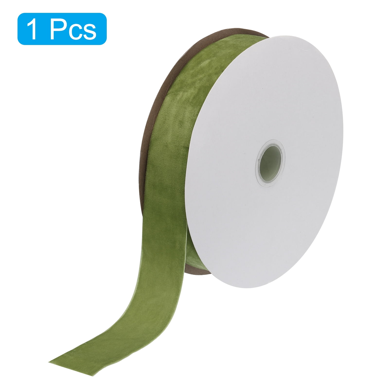 Uxcell Velvet Ribbon Single Face Spool Silky Velvet Fabric for DIY Crafts Gift Wrapping 1 1/2" x 25 Yard Olive Green
