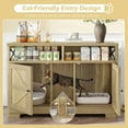 thumbnail image 4 of 47.25" Large Cat Litter Box Enclosure with LED Light, Hidden Litter Box Furniture, Cat House with Stairs and Cat Scratching Post, Cat Cabinet Side Table with Smart Doors for Living Room, White, 4 of 15