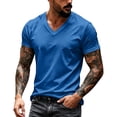 thumbnail image 5 of Trgacdwlo S-4XL Mens Big and Tall Shirts V Neck Short Sleeve Dress Shirts for Men Running Hiking Summer Breathable Blue Mens T Shirts, 5 of 6
