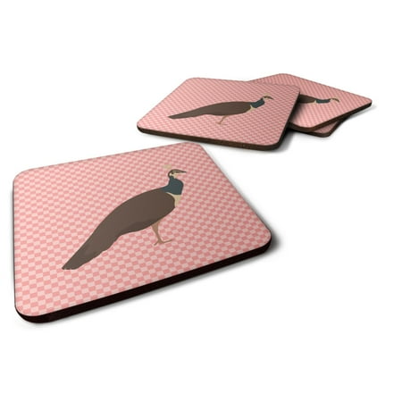 

Carolines Treasures BB7927FC Indian Peahen Peafowl Pink Check Foam Coaster Set of 4 3 1/2 x 3 1/2 multicolor