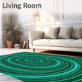 thumbnail image 2 of ODIKA 8'x10' Machine Washable Non-Slip Area Rug, Concentric Wave Decorative High Traffic Rug with Pad, Green, 528961, 2 of 8
