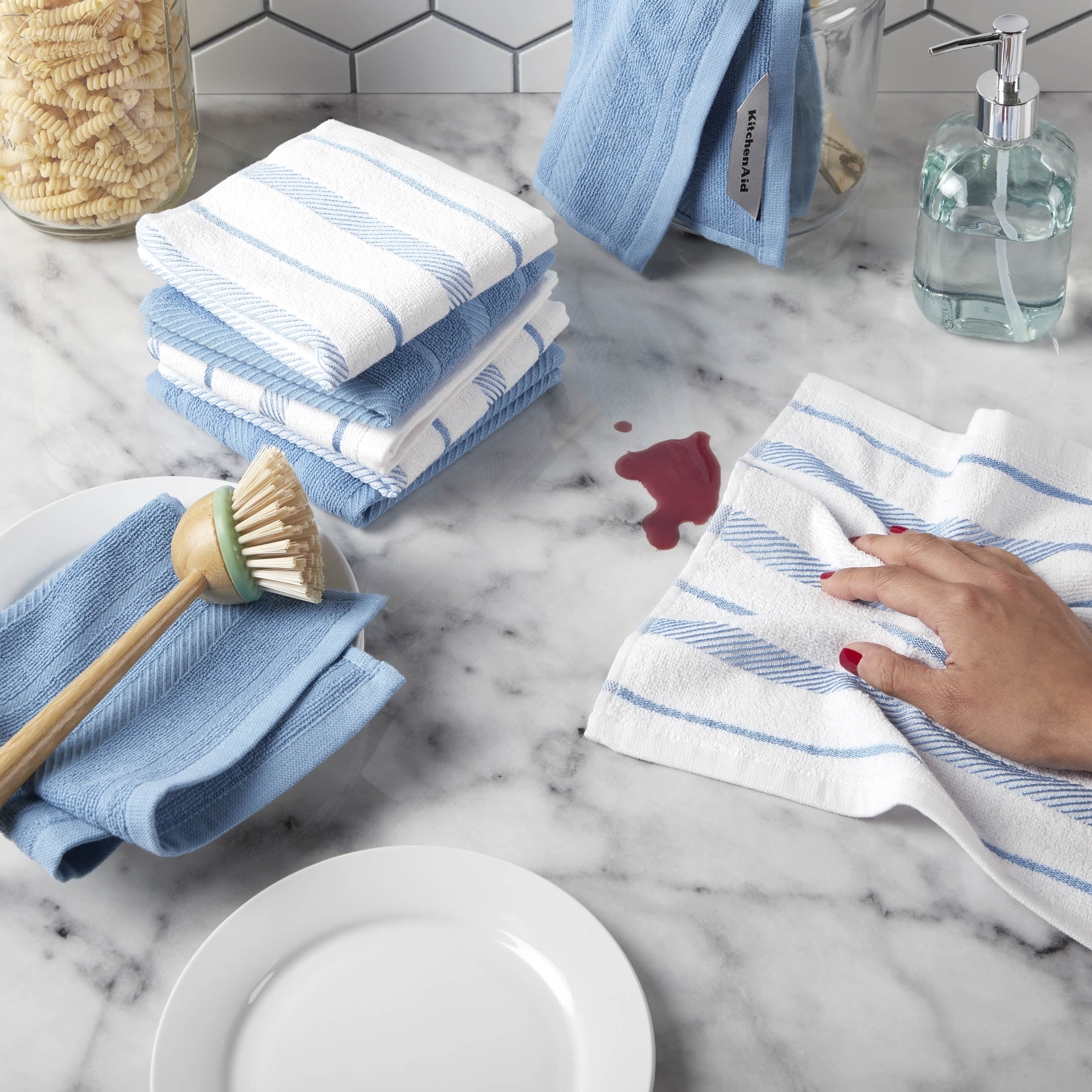 KitchenAid Hand Dish Towel Kitchen Cloth Purple Grey Yellow Floral