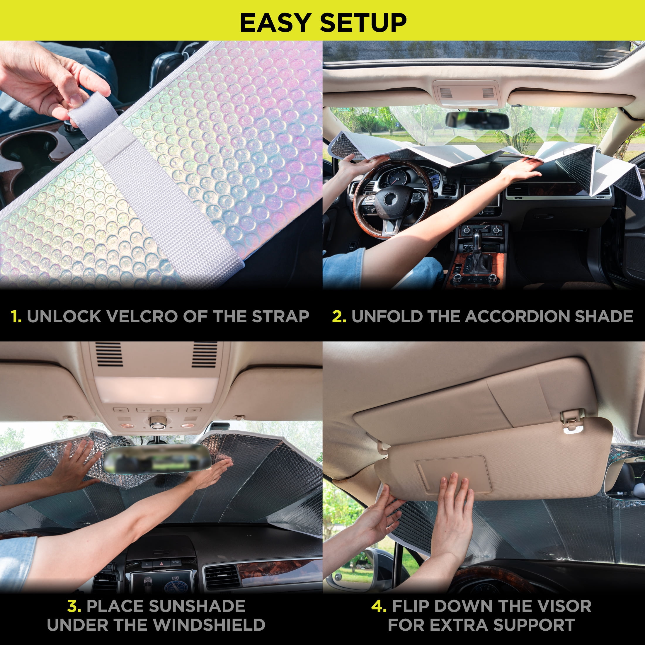 Auto Drive Universal Holographic Glitter Accordion Sunshade  1pack 63X28.5"