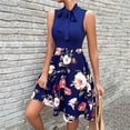 thumbnail image 2 of EQWLJWE Robe Longue pour Femmes Mode Féminine Col Rond Sans Manches Taille Haute Imprimée Nœud Papillon Robe Trapèze, 2 of 3