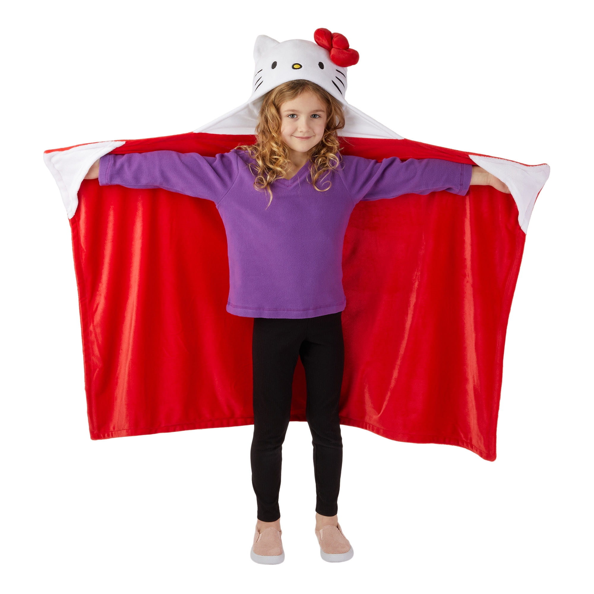 Hello Kitty Kids Hooded Throw, Wearable Plush, Red