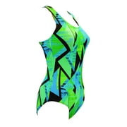 Adoretex Women's Pro One Piece Multi-Triangle Athletic Swimsuit(FS012) - Green - Medium
