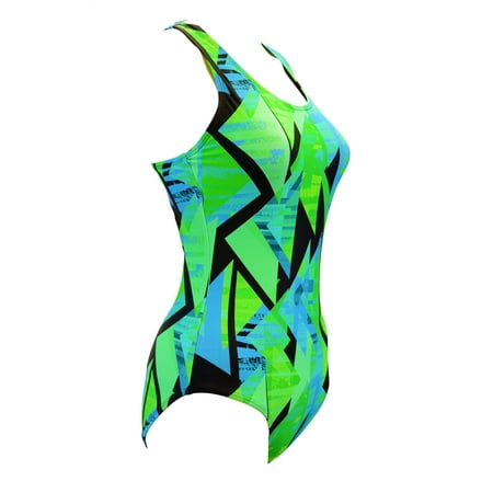 Adoretex Women's Pro One Piece Multi-Triangle Athletic Swimsuit(FS012) - Green - Small