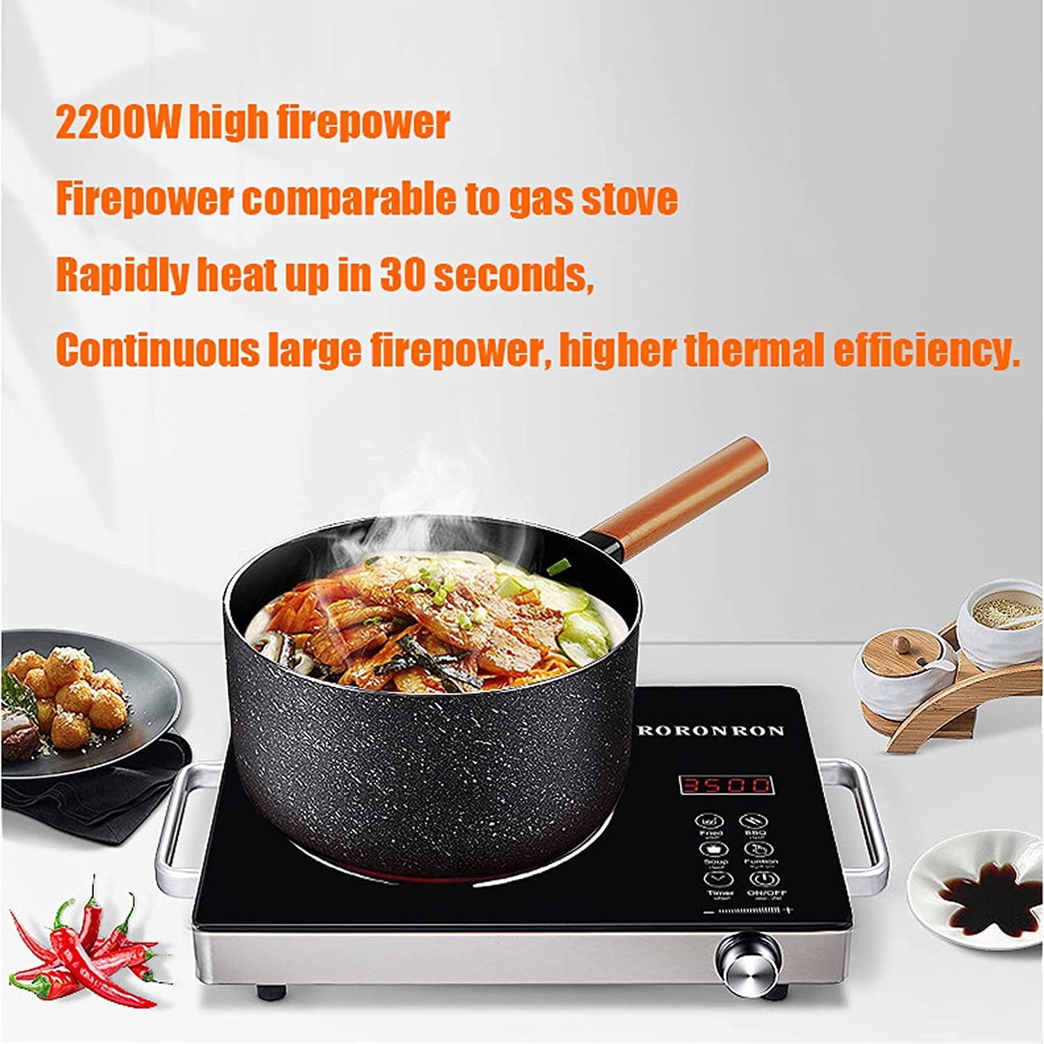 Wobythan Portable Induction Cooktop, 3500W Hot Pot Countertop Burner, Electric Stove Range Cooktop Touch Sensor Control with Rotary Switch