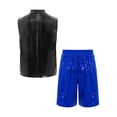 thumbnail image 4 of Hansber Boys Hip Hop Street Jazz Dance Outfit Kids Color Block Sleeveless Tank Top with Sequin Shorts Set Blue 8, 4 of 5