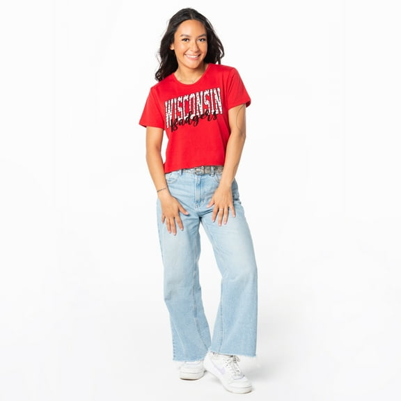 Women's ZooZatz Red Wisconsin Badgers Cropped T-Shirt