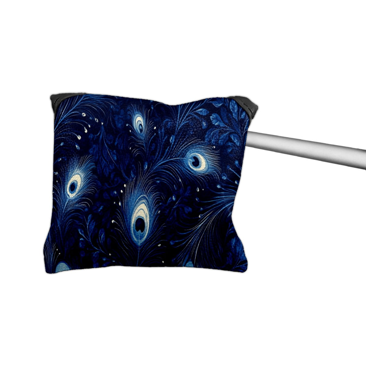 Golf Mallet Putter Cover Premium Leather Waterproof Golf Putter Head Cover with Magnetic Closure Blue Peacock Feathers
