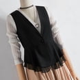 thumbnail image 2 of VIWORLD The Garden Party Vest: Women's Sleeveless V-Neck Blazer with Ruffled Lace Hem for Elegant Spring Layering Black，2XL, 2 of 4