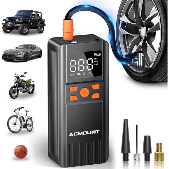 Remis à Neuf Acmount C10 Gonfleur de Pneus Portable Compresseur d'Air 150 Psi Pompe Numérique Sans Fil avec Lumière DEL et Manomètre Noir