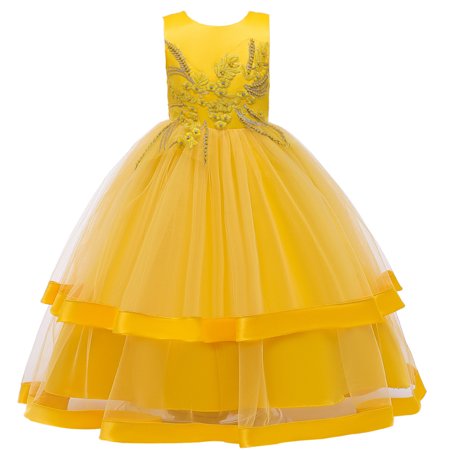 

Dresses for Teens Girls Sleeveless Midi Dresses Casual Print Yellow 140