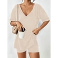 thumbnail image 5 of Blmnix Sleepwear Sets Womens Pajama Sets Bamboo Pajamas Summer Pajamas Pajama Set V-Neck Slim-Leg Short Sleeve Green Cropped Womens Pajama Sets Shorts,S, 5 of 6