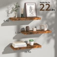 thumbnail image 3 of Ophanie 16 inch 3 Pack Wood Floating Shelves, Hanging Float Shelf for Bathroom, Bedroom, Living Room, Kitchen with 22lbs Capacity, Wall Mounted Decorative Shelves, 16 x 6.7x 1.1 Inch, Set of 3, Brown, 3 of 9