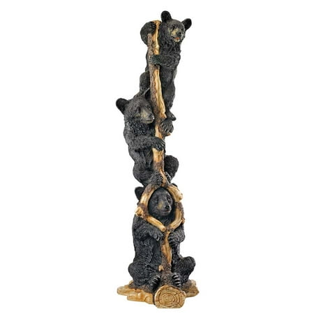 Design Toscano Black Bear Cubs Up a Tree Statue