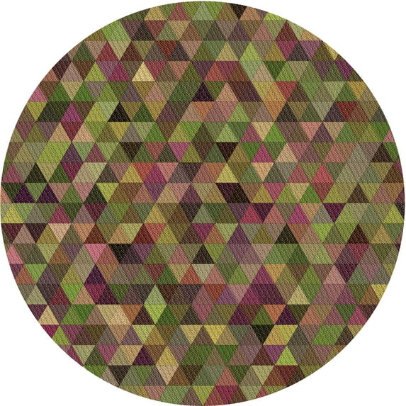 Ahgly Company Indoor Round Patterned Blood Red Brown Area Rugs, 8' Round