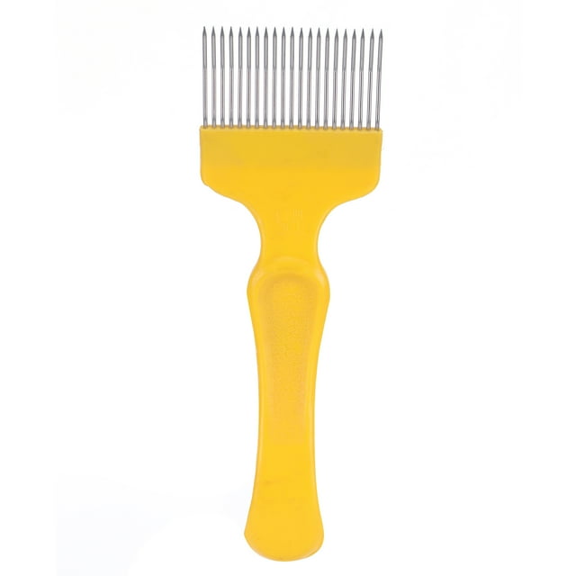 Cergrey Beekeeping Tool Copper Plating 21 Tines Honey Cutter Non-Slip Stainless Steel Beekeeping Honey Uncapping Fork Yellow Power