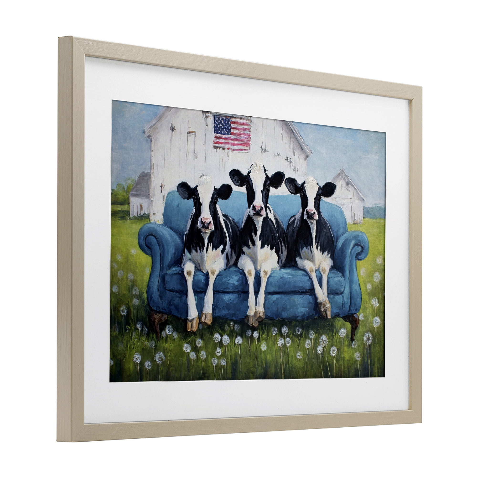 Stupell Industries Barnyard Sofa Sisters Birch Framed Print Under Glass, design by Tina LeCour
