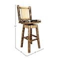 thumbnail image 2 of Glacier Country Collection Barstool w/ Back & Swivel, Woodland Pattern Upholstery w/ Laser Engraved Bear Design, 2 of 6