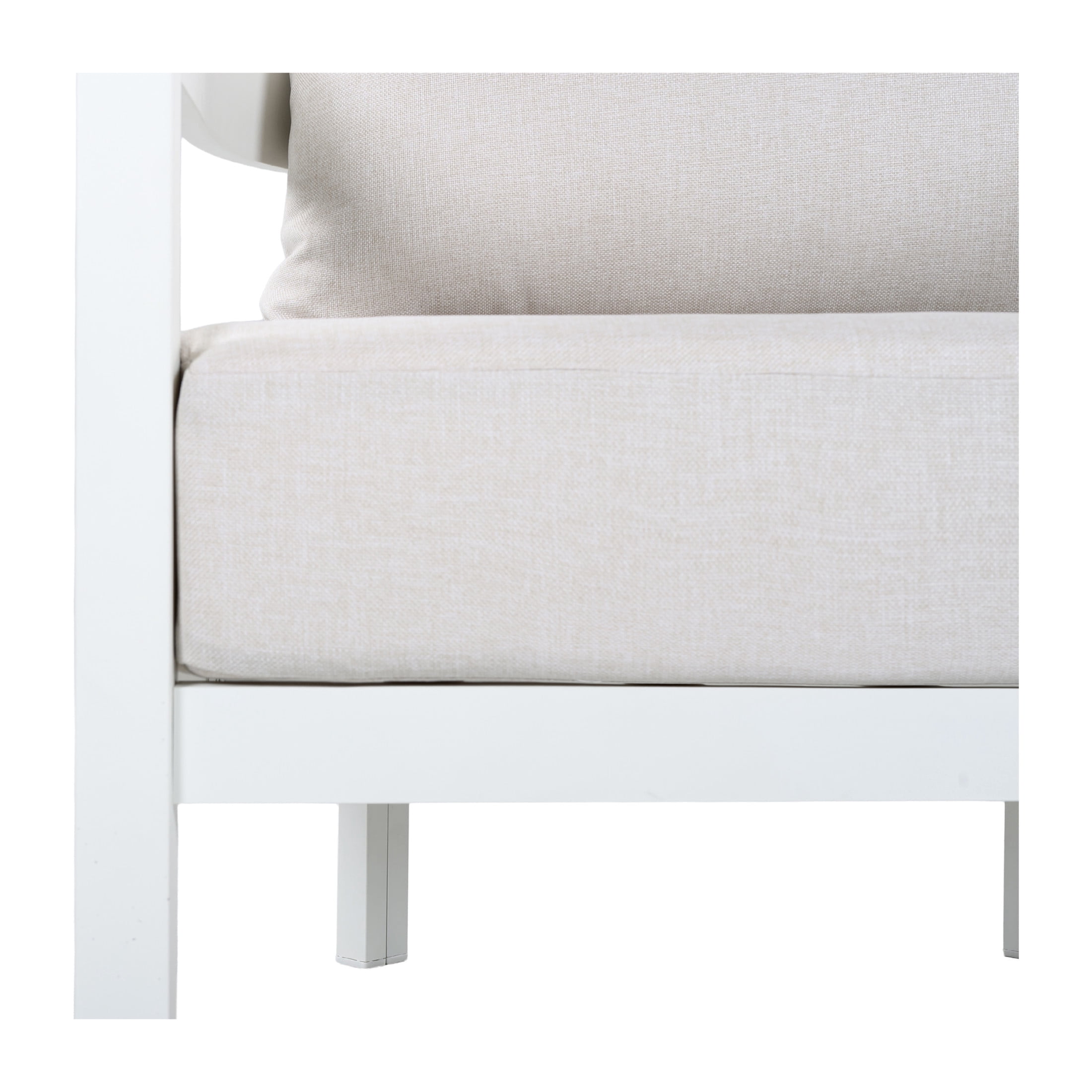 Christopher Knight Home Outdoor Curved Patio Accent Chair with Cushion, White + Beige